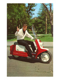 Man on Motor Scooter  Retro