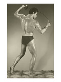 Muscle Man with Fencing Foil