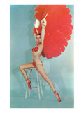 Showgirl with Red Feathers  Retro