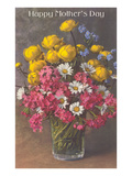 Happy Mothers Day  Glass with Bouquet