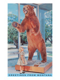 Greetings from Montana  Girl with Stuffed Bear