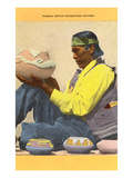 Santa Clara Pueblo Indian Decorating Pottery
