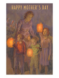 Happy Mothers Day  Children with Lanterns