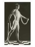 Man Posing with Festoon