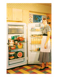 Slouching Lady with Open Fridge  Retro