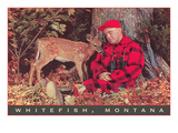 Sleeping Hunter with Fawn  Whitefish  Montana