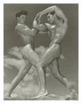 Two Naked Muscle Men Wrestling