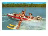 Waterskiing on the Lake  Retro
