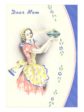 Dear Mom  Aproned Lady on Plate