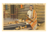Cherokee Indian with Pottery  North Carolina