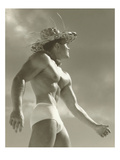 Muscle Man in Jockey Shorts and Straw Hat
