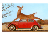 Giant Deer Tied on Volkswagen