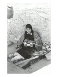 Hopi Maiden Weaving Basket  Second Mesa