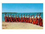 14 Double Bass Players at the Beach  Retro