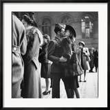 Couple in Penn Station Sharing Farewell Kiss Before He Ships Off to War During WWII