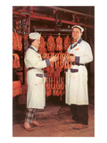 Meatpackers Checking Sausages