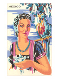 Poster for Mexico  Lady with Parrot