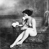 Nude Drinking Tea  19Th Ct