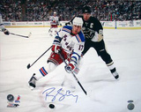 Brandon Dubinsky Rangers White Jersey Controlling The Puck