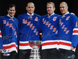 Mark Messier / Brian Leetch / Adam Graves / Mike Richter Multi Signed with Cup w/ "Years Insc"
