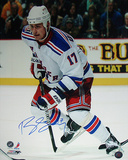 Brandon Dubinsky Skating up Ice Rangers White Jersey