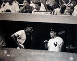Yogi Berra w/ Elston Howard in Dugout B&W (Signed by Regan) (MLB Auth)