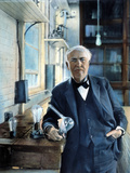 Thomas Edison (1847-1931) Photographed With His 'Edison Effect' Lamps in 1915