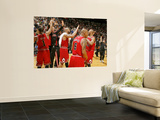 Chicago Bulls v Miami Heat  Miami  FL - March 6: Carlos Boozer  Derrick Rose  Keith Bogans and Taj 