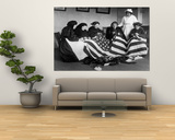Patriotic Old Female Immigrants Sewing an American Flag under Supervision of Instructor Rose Radin