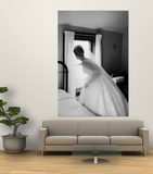 Bride Prepares For Wedding  in Traditional White Gown  19th Century Wedding Dress