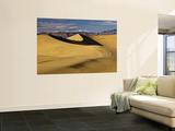 Hikers at Mesquite Flat Sand Dunes with Amargosa Range in Background
