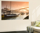 Porto Wine Carrying Barcos  River Douro and City Skyline  Porto  Portugal