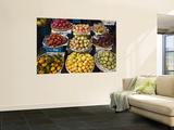 Display of Tropical Fresh Fruit in Market  Including Rambutans  Mangoes  Longans and Dragon Fruit