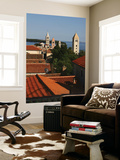 Historic Centre of Rab Town with Rooftops and Four Bell Towers