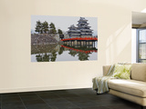 Matsumoto Castle with Moat  Stone Work and Red Wooden Bridge