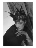 Vogue - July 1934 - Agneta Fischer Modeling a Feather Hat
