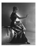 Vogue - October 1944 - Woman Embroidering in Evening Gown