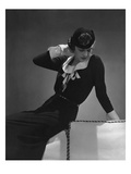 Vogue - January 1935 - Model Sitting on the Back of a Sofa