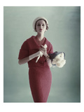 Vogue - February 1959 - Woman with Bouquet of Carnations