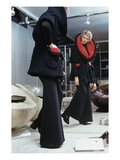 Vogue - September 1972 - Woman Tries on a Pierre Cardin Fur Coat