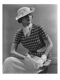 Vogue - January 1935 - Woman in Knitted Sportswear and White Hat