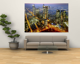 The Frankfurt  Germany  Skyline is Seen at Sunset