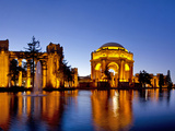 Panoramic of the Palace of Fine Arts at Dusk in San Francisco  California  Usa