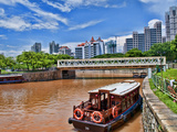 Skyline and Tug Boats on River  Singapore