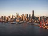 Aerial View of Elliott Bay and Downtown Seattle  Washington  Usa