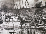 First World War (1914-1918) French Army Crosses the River Isere on Improvised Gateways