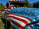 Old Ford Truck Painted with American Flag Pattern  Rockland  Maine  Usa