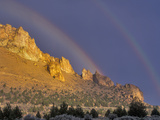 Double Rainbow over a Rock Formation Near Smith Rocks State Park  Bend  Central Oregon  Usa