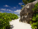 Popular Anse Source D'Agent White Sand Beach  Island of La Digue  Seychelles