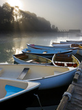 Skiffs and Morning Fog in Southwest Harbor  Maine  Usa